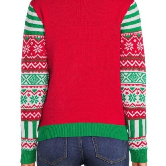 NWT No Boundaries Juniors Medium Christmas Ugly Sweater Reindeer Sequin Too Cute - Picture 4 of 4